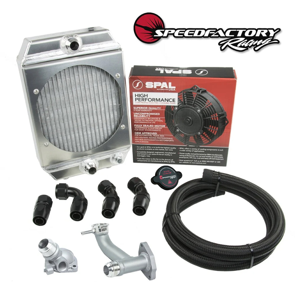 SpeedFactory Racing Race Radiator Combo Kit -16an Hose, Fittings, Fill Neck and Thermostat Housing