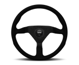 Momo Montecarlo Alcantara Steering Wheel 350 mm - Black/Black Stitch/Black Spokes