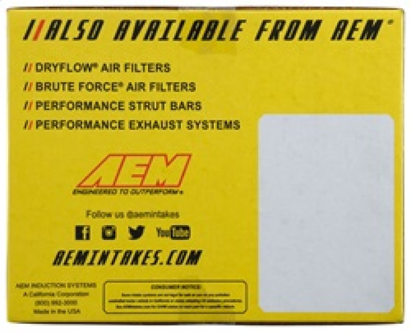 AEM dryflow luftfilter 4x5 short - Mr Tuning