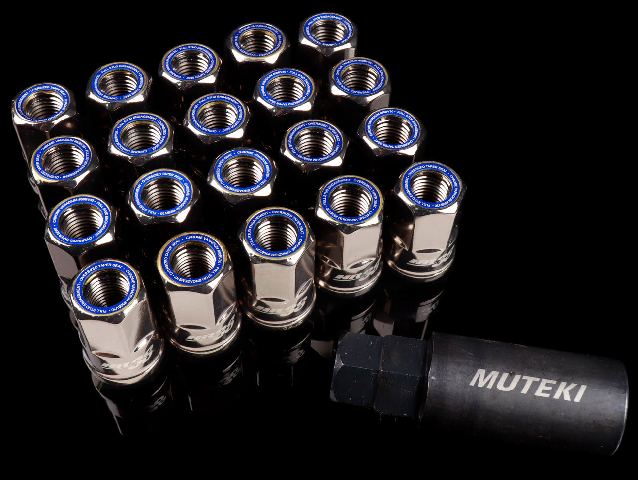 Muteki HR38 Hyper Race Lug Nuts - Titanium Chrome w/Colored Rings - ART OF  ATTACK PARTS