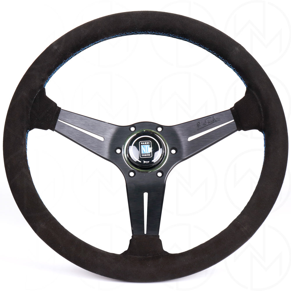 Nardi Sport Rally Deep Corn Steering Wheel - 350mm Suede w/Blue Stitch ...