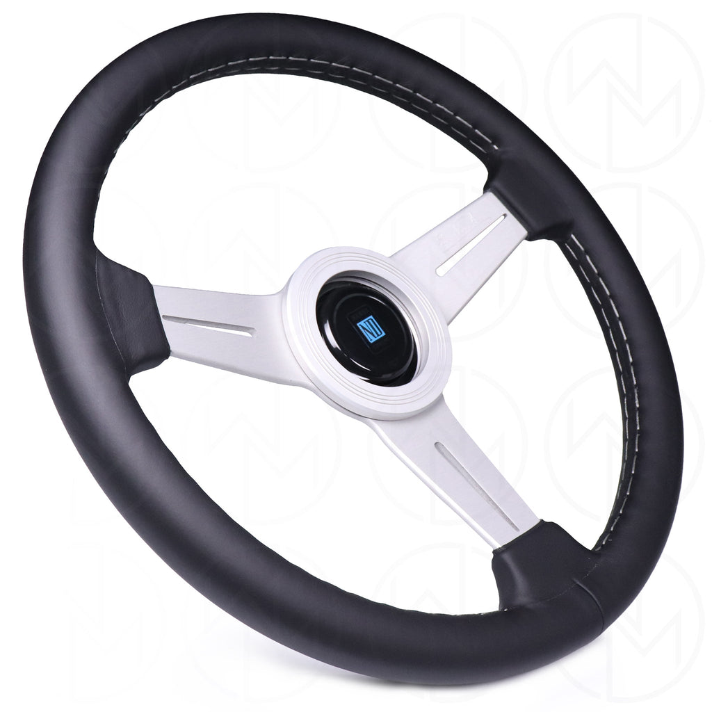 Nardi Classic Steering Wheel - 360mm Leather w/Silver Spoke & Ring and Grey Stitch