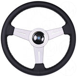 Nardi Classic Steering Wheel - 330mm Leather w/Silver Spoke & Ring and Grey Stitch