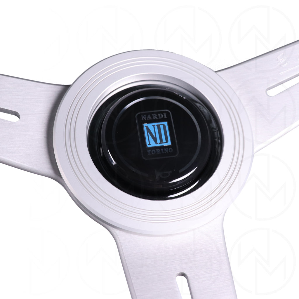 Nardi Classic Steering Wheel - 360mm Leather w/Silver Spoke & Ring and Grey Stitch