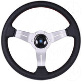 Nardi Sport Rally Deep Corn Steering Wheel - 330mm Perforated Leather w/Silver Spokes and Red Stitch