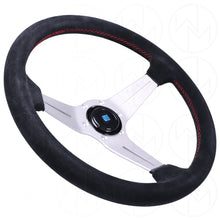 Load image into Gallery viewer, Nardi Sport Rally Deep Corn Steering Wheel - 350mm Suede w/Silver Spokes and Red Stitch